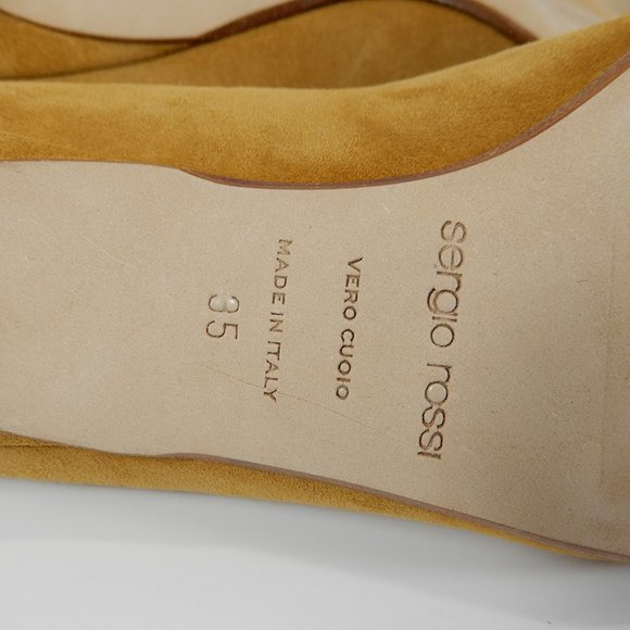 SERGIO ROSSI Pumps Size 35 5 Bow Pointed Toe Kitten Heel Caramel Suede NEW $695 - Picture 8 of 9